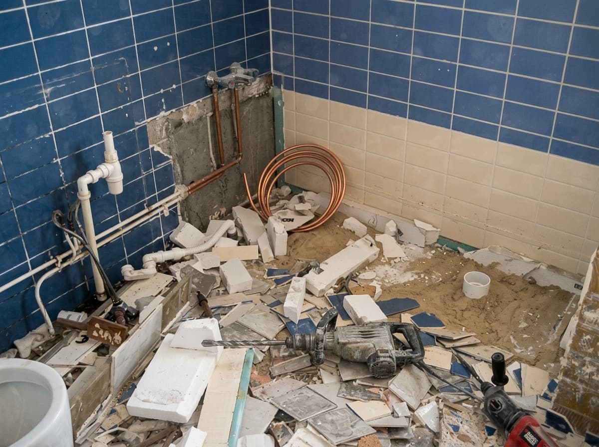 Complete badkamer gestript in Rotterdam.